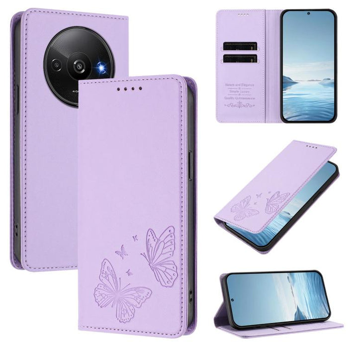 Funda para teléfono de cuero vegano con fuerte imán doble en forma de mariposa y protección RFID, For Redmi 13 4G / 5G / 13x / Poco M6 4G, For Redmi A3 / A3x / Poco C61, For Redmi Note 13 4G, For Redmi 13C 4G / 5G / Poco C65                            ...