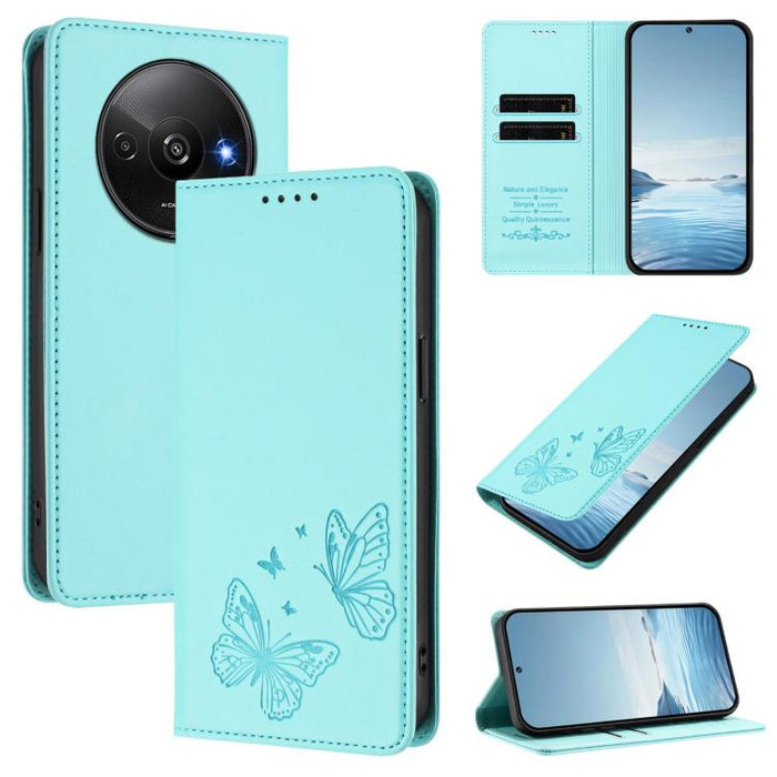 Funda para teléfono de cuero vegano con fuerte imán doble en forma de mariposa y protección RFID, For Redmi 13 4G / 5G / 13x / Poco M6 4G, For Redmi A3 / A3x / Poco C61, For Redmi Note 13 4G, For Redmi 13C 4G / 5G / Poco C65                            ...