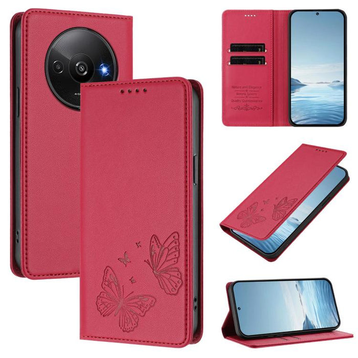 Funda para teléfono de cuero vegano con fuerte imán doble en forma de mariposa y protección RFID, For Redmi 13 4G / 5G / 13x / Poco M6 4G, For Redmi A3 / A3x / Poco C61, For Redmi Note 13 4G, For Redmi 13C 4G / 5G / Poco C65                            ...