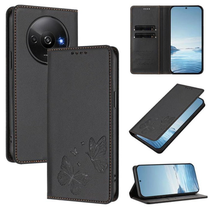 Funda para teléfono de cuero vegano con fuerte imán doble en forma de mariposa y protección RFID, For Redmi 13 4G / 5G / 13x / Poco M6 4G, For Redmi A3 / A3x / Poco C61, For Redmi Note 13 4G, For Redmi 13C 4G / 5G / Poco C65                            ...