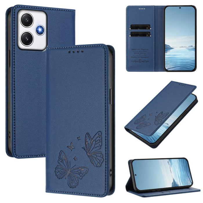 Funda para teléfono de cuero vegano con fuerte imán doble en forma de mariposa y protección RFID, For Redmi 13 4G / 5G / 13x / Poco M6 4G, For Redmi A3 / A3x / Poco C61, For Redmi Note 13 4G, For Redmi 13C 4G / 5G / Poco C65                            ...