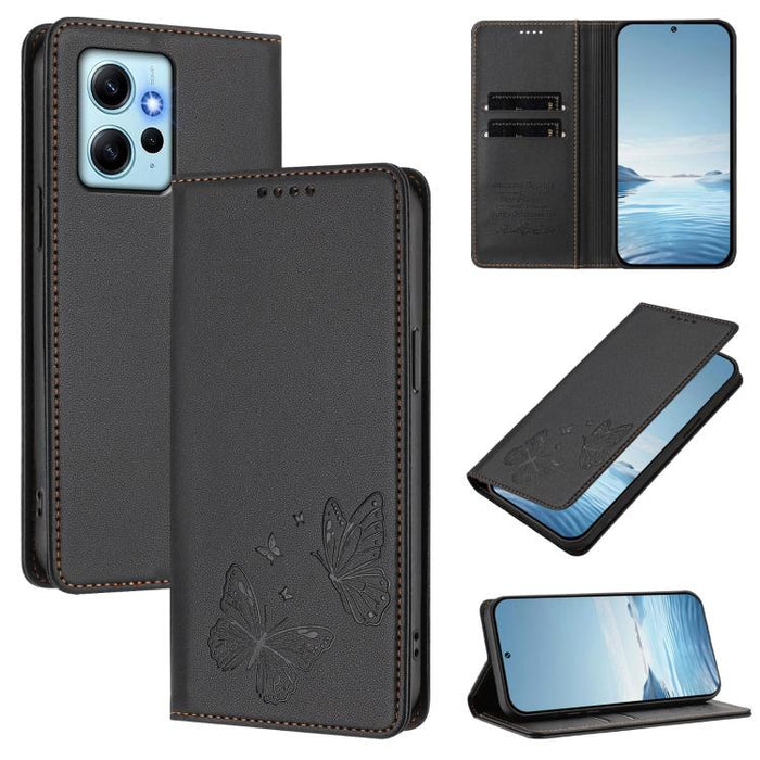 Funda para teléfono de cuero vegano con fuerte imán doble en forma de mariposa y protección RFID, For Redmi Note 12 Turbo / Poco F5, For Redmi K60 / K60 Pro / Poco F5 Pro, For Redmi Note 12 4G Global, For Redmi Note 12 Pro+ 5G / Note 12 Explorer       ...