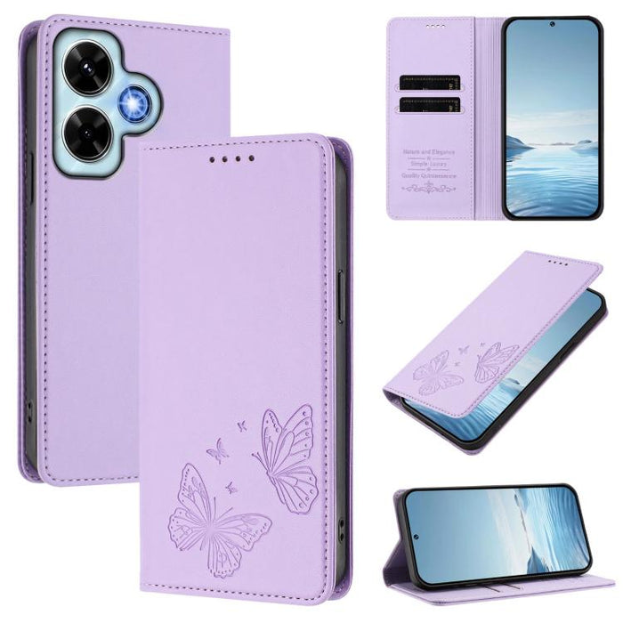 Funda para teléfono de cuero vegano con fuerte imán doble en forma de mariposa y protección RFID, For Redmi 13 4G / 5G / 13x / Poco M6 4G, For Redmi A3 / A3x / Poco C61, For Redmi Note 13 4G, For Redmi 13C 4G / 5G / Poco C65                            ...