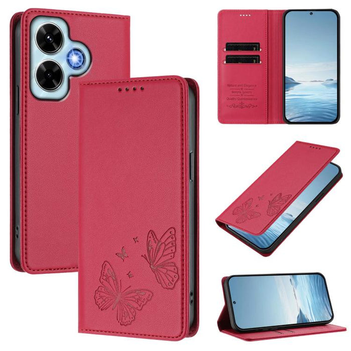 Funda para teléfono de cuero vegano con fuerte imán doble en forma de mariposa y protección RFID, For Redmi 13 4G / 5G / 13x / Poco M6 4G, For Redmi A3 / A3x / Poco C61, For Redmi Note 13 4G, For Redmi 13C 4G / 5G / Poco C65                            ...