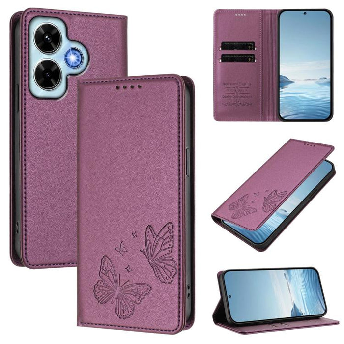 Funda para teléfono de cuero vegano con fuerte imán doble en forma de mariposa y protección RFID, For Redmi 13 4G / 5G / 13x / Poco M6 4G, For Redmi A3 / A3x / Poco C61, For Redmi Note 13 4G, For Redmi 13C 4G / 5G / Poco C65                            ...