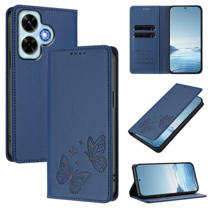 Funda para teléfono de cuero vegano con fuerte imán doble en forma de mariposa y protección RFID, For Redmi 13 4G / 5G / 13x / Poco M6 4G, For Redmi A3 / A3x / Poco C61, For Redmi Note 13 4G, For Redmi 13C 4G / 5G / Poco C65                            ...