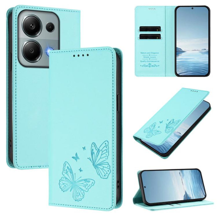 Funda para teléfono de cuero vegano con fuerte imán doble en forma de mariposa y protección RFID, For Redmi 15 5G / 4G EU 171mm, For Redmi 15C 5G / 4G Global 171mm / Poco C85 4G, For Redmi A5 4G 173.3mm, For Redmi A5 4G 171.7mm / Poco C71              ...