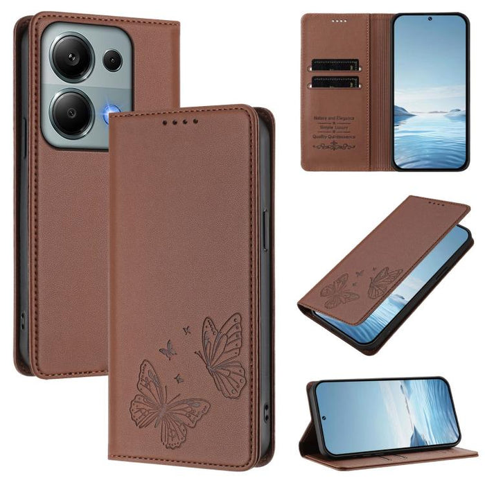 Funda para teléfono de cuero vegano con fuerte imán doble en forma de mariposa y protección RFID, For Redmi 15 5G / 4G EU 171mm, For Redmi 15C 5G / 4G Global 171mm / Poco C85 4G, For Redmi A5 4G 173.3mm, For Redmi A5 4G 171.7mm / Poco C71              ...