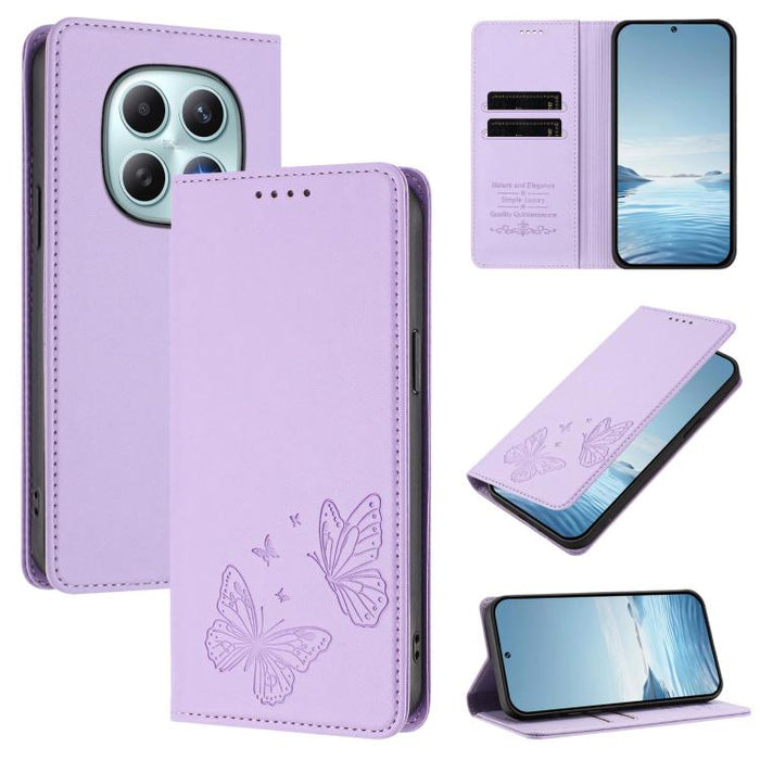 Funda para teléfono de cuero vegano con fuerte imán doble en forma de mariposa y protección RFID, For Redmi A7 Pro 171mm / Poco C85x 5G, For Redmi 15a 5G, For Redmi Turbo 5 Max 5G / Poco X8 Pro Max 5G, For Redmi Note 15 Pro+ 5G 163.3mm / Poco M8 Pro 5G...