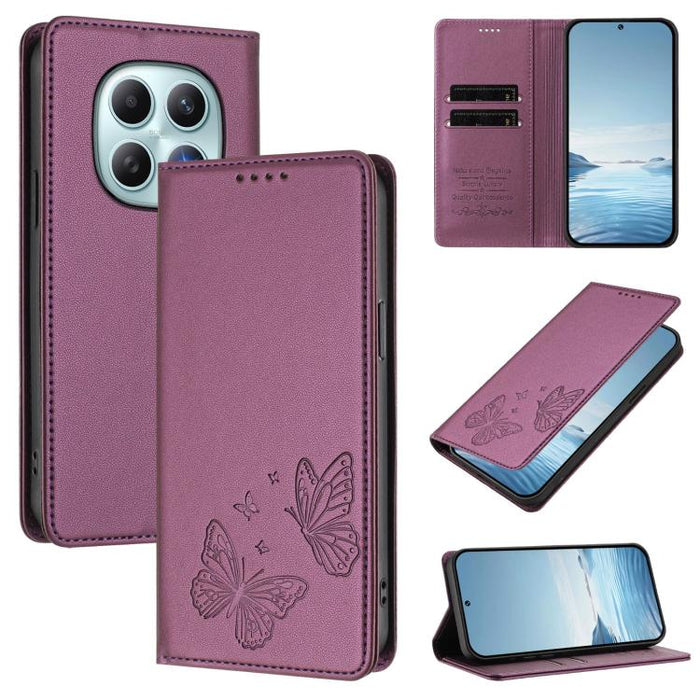 Funda para teléfono de cuero vegano con fuerte imán doble en forma de mariposa y protección RFID, For Redmi A7 Pro 171mm / Poco C85x 5G, For Redmi 15a 5G, For Redmi Turbo 5 Max 5G / Poco X8 Pro Max 5G, For Redmi Note 15 Pro+ 5G 163.3mm / Poco M8 Pro 5G...