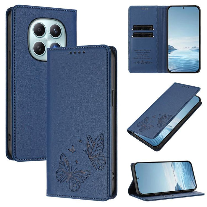 Funda para teléfono de cuero vegano con fuerte imán doble en forma de mariposa y protección RFID, For Redmi A7 Pro 171mm / Poco C85x 5G, For Redmi 15a 5G, For Redmi Turbo 5 Max 5G / Poco X8 Pro Max 5G, For Redmi Note 15 Pro+ 5G 163.3mm / Poco M8 Pro 5G...