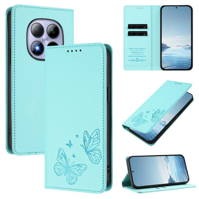 Funda para teléfono de cuero vegano con fuerte imán doble en forma de mariposa y protección RFID, For Redmi A7 Pro 171mm / Poco C85x 5G, For Redmi 15a 5G, For Redmi Turbo 5 Max 5G / Poco X8 Pro Max 5G, For Redmi Note 15 Pro+ 5G 163.3mm / Poco M8 Pro 5G...