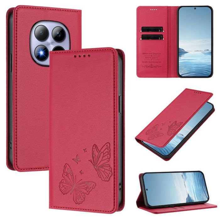 Funda para teléfono de cuero vegano con fuerte imán doble en forma de mariposa y protección RFID, For Redmi A7 Pro 171mm / Poco C85x 5G, For Redmi 15a 5G, For Redmi Turbo 5 Max 5G / Poco X8 Pro Max 5G, For Redmi Note 15 Pro+ 5G 163.3mm / Poco M8 Pro 5G...