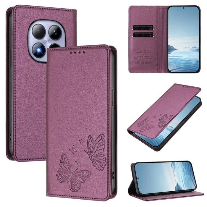 Funda para teléfono de cuero vegano con fuerte imán doble en forma de mariposa y protección RFID, For Redmi A7 Pro 171mm / Poco C85x 5G, For Redmi 15a 5G, For Redmi Turbo 5 Max 5G / Poco X8 Pro Max 5G, For Redmi Note 15 Pro+ 5G 163.3mm / Poco M8 Pro 5G...