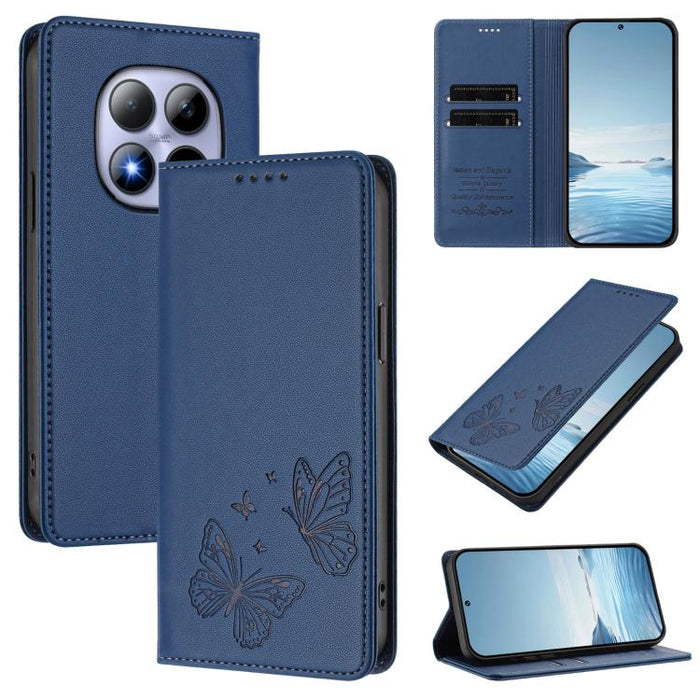 Funda para teléfono de cuero vegano con fuerte imán doble en forma de mariposa y protección RFID, For Redmi A7 Pro 171mm / Poco C85x 5G, For Redmi 15a 5G, For Redmi Turbo 5 Max 5G / Poco X8 Pro Max 5G, For Redmi Note 15 Pro+ 5G 163.3mm / Poco M8 Pro 5G...