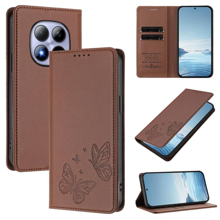 Funda para teléfono de cuero vegano con fuerte imán doble en forma de mariposa y protección RFID, For Redmi A7 Pro 171mm / Poco C85x 5G, For Redmi 15a 5G, For Redmi Turbo 5 Max 5G / Poco X8 Pro Max 5G, For Redmi Note 15 Pro+ 5G 163.3mm / Poco M8 Pro 5G...