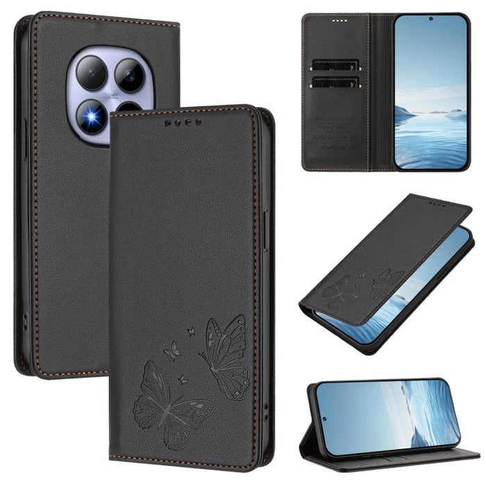 Funda para teléfono de cuero vegano con fuerte imán doble en forma de mariposa y protección RFID, For Redmi A7 Pro 171mm / Poco C85x 5G, For Redmi 15a 5G, For Redmi Turbo 5 Max 5G / Poco X8 Pro Max 5G, For Redmi Note 15 Pro+ 5G 163.3mm / Poco M8 Pro 5G...