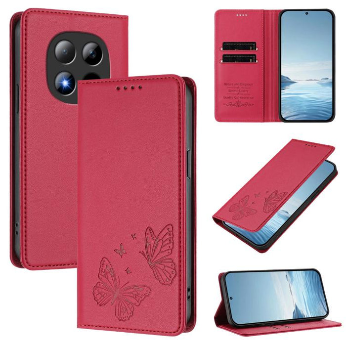Funda para teléfono de cuero vegano con fuerte imán doble en forma de mariposa y protección RFID, For Redmi A7 Pro 171mm / Poco C85x 5G, For Redmi 15a 5G, For Redmi Turbo 5 Max 5G / Poco X8 Pro Max 5G, For Redmi Note 15 Pro+ 5G 163.3mm / Poco M8 Pro 5G...