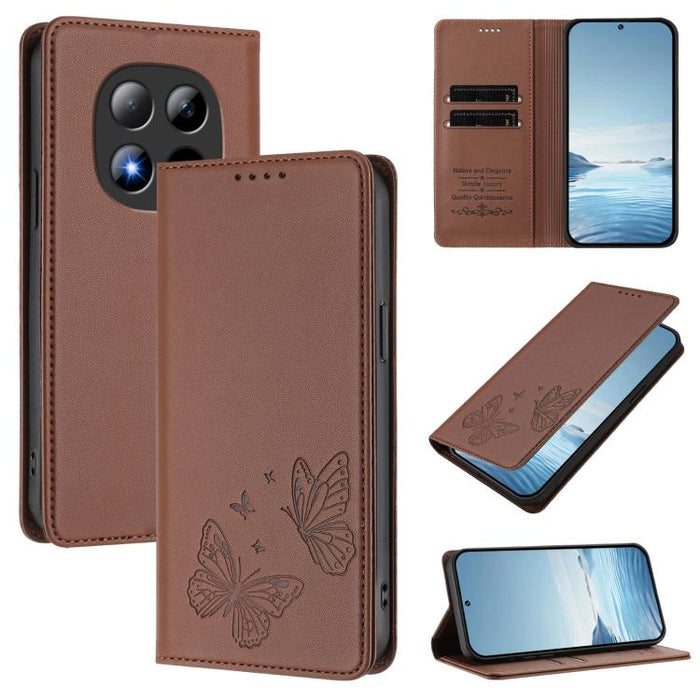 Funda para teléfono de cuero vegano con fuerte imán doble en forma de mariposa y protección RFID, For Redmi A7 Pro 171mm / Poco C85x 5G, For Redmi 15a 5G, For Redmi Turbo 5 Max 5G / Poco X8 Pro Max 5G, For Redmi Note 15 Pro+ 5G 163.3mm / Poco M8 Pro 5G...