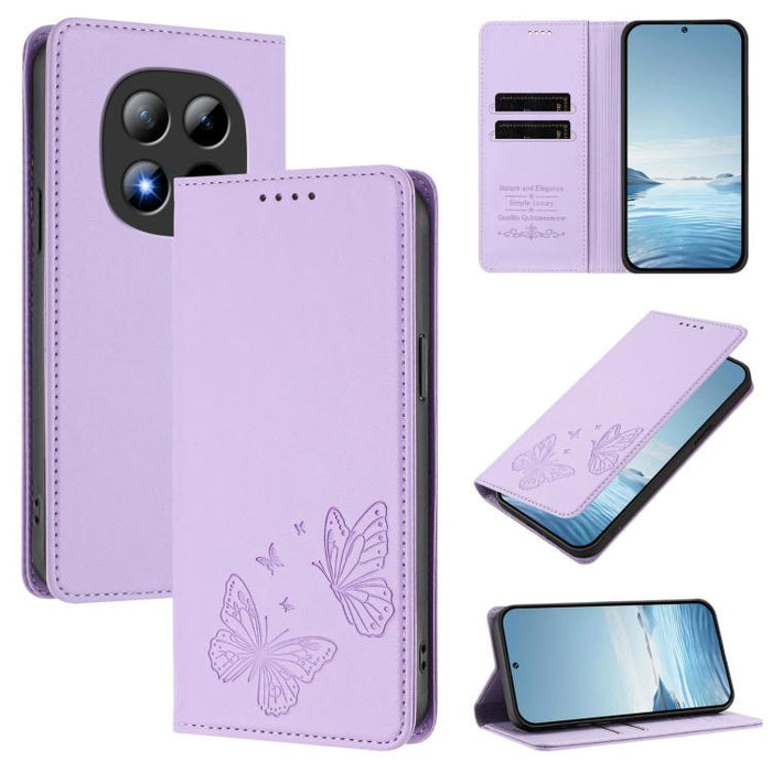 Funda para teléfono de cuero vegano con fuerte imán doble en forma de mariposa y protección RFID, For Redmi A7 Pro 171mm / Poco C85x 5G, For Redmi 15a 5G, For Redmi Turbo 5 Max 5G / Poco X8 Pro Max 5G, For Redmi Note 15 Pro+ 5G 163.3mm / Poco M8 Pro 5G...