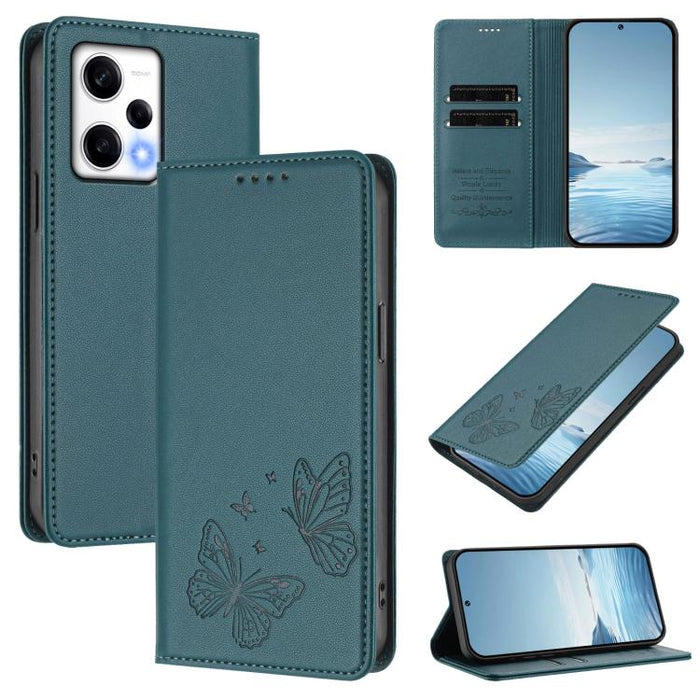 Funda para teléfono de cuero vegano con fuerte imán doble en forma de mariposa y protección RFID, For Redmi Note 12 Turbo / Poco F5, For Redmi K60 / K60 Pro / Poco F5 Pro, For Redmi Note 12 4G Global, For Redmi Note 12 Pro+ 5G / Note 12 Explorer       ...