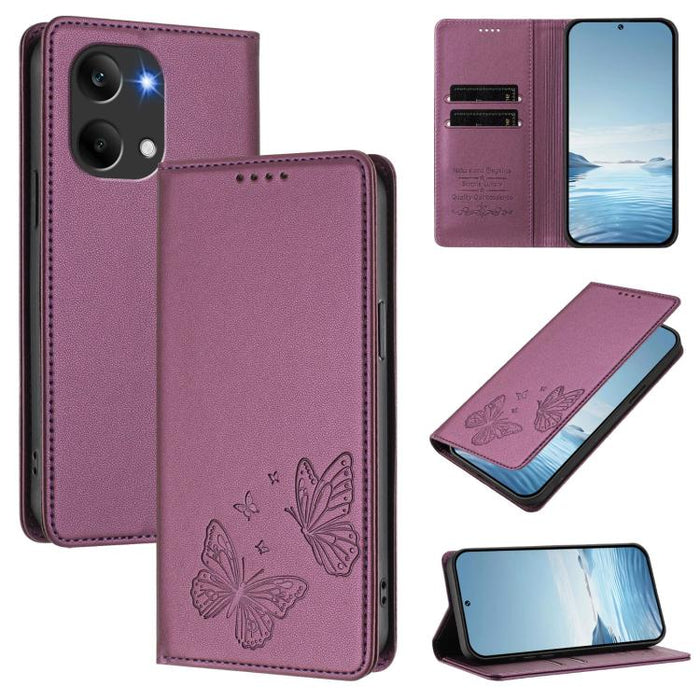 Funda para teléfono de cuero vegano con fuerte imán doble en forma de mariposa y protección RFID, For Redmi A7 Pro 171mm / Poco C85x 5G, For Redmi 15a 5G, For Redmi Turbo 5 Max 5G / Poco X8 Pro Max 5G, For Redmi Note 15 Pro+ 5G 163.3mm / Poco M8 Pro 5G...