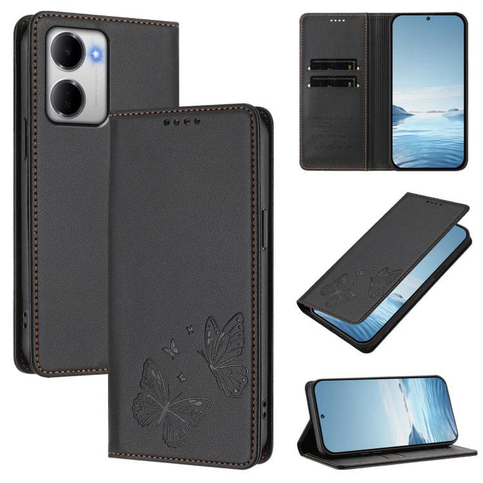 Funda para teléfono de cuero vegano con fuerte imán doble en forma de mariposa y protección RFID, For Redmi A7 Pro 171mm / Poco C85x 5G, For Redmi 15a 5G, For Redmi Turbo 5 Max 5G / Poco X8 Pro Max 5G, For Redmi Note 15 Pro+ 5G 163.3mm / Poco M8 Pro 5G...