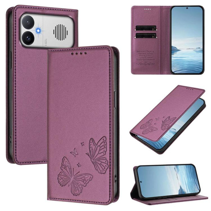 Funda para teléfono de cuero vegano con fuerte imán doble en forma de mariposa y protección RFID, For Redmi A7 Pro 171mm / Poco C85x 5G, For Redmi 15a 5G, For Redmi Turbo 5 Max 5G / Poco X8 Pro Max 5G, For Redmi Note 15 Pro+ 5G 163.3mm / Poco M8 Pro 5G...