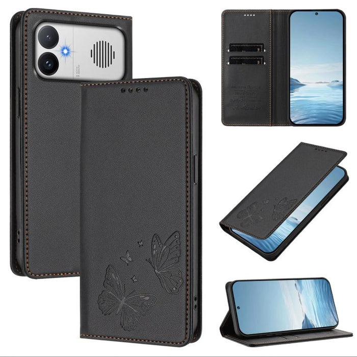 Funda para teléfono de cuero vegano con fuerte imán doble en forma de mariposa y protección RFID, For Redmi A7 Pro 171mm / Poco C85x 5G, For Redmi 15a 5G, For Redmi Turbo 5 Max 5G / Poco X8 Pro Max 5G, For Redmi Note 15 Pro+ 5G 163.3mm / Poco M8 Pro 5G...