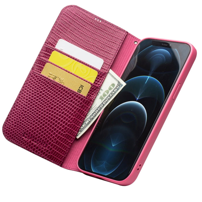 QIALINO Estuche de cuero con tapa horizontal con textura de cocodrilo con ranuras para tarjetas y billetera