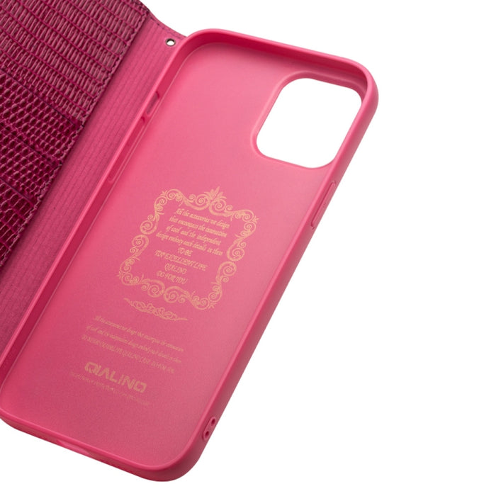 QIALINO Estuche de cuero con tapa horizontal con textura de cocodrilo con ranuras para tarjetas y billetera