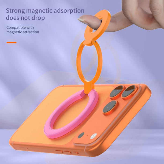 Soporte magnético multifuncional para teléfono con hebilla de anillo y diseño de colores contrastantes, rotación de 360 grados.