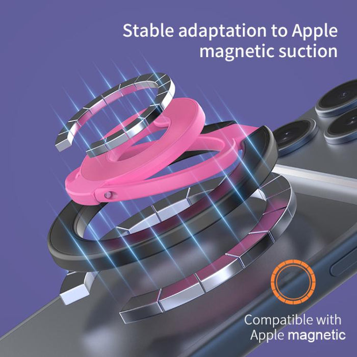 Soporte magnético multifuncional para teléfono con hebilla de anillo y diseño de colores contrastantes, rotación de 360 grados.