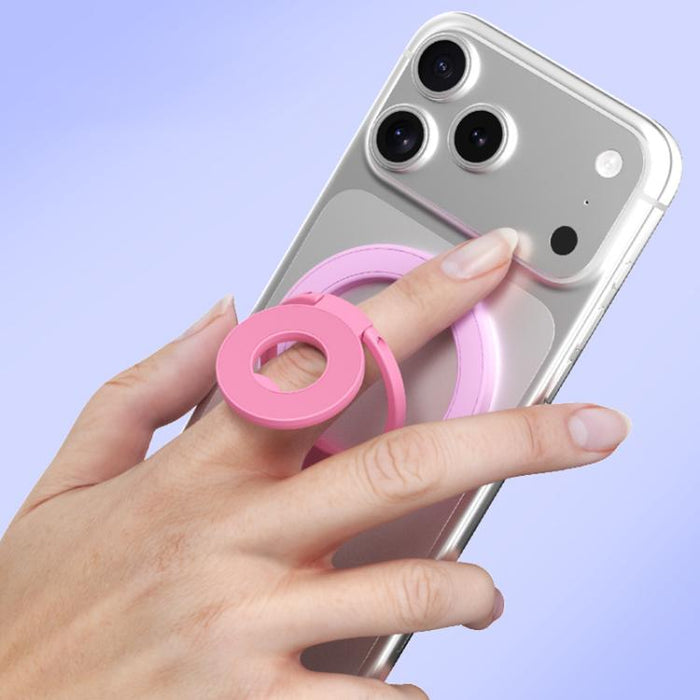 Soporte magnético multifuncional para teléfono con hebilla de anillo y diseño de colores contrastantes, rotación de 360 grados.