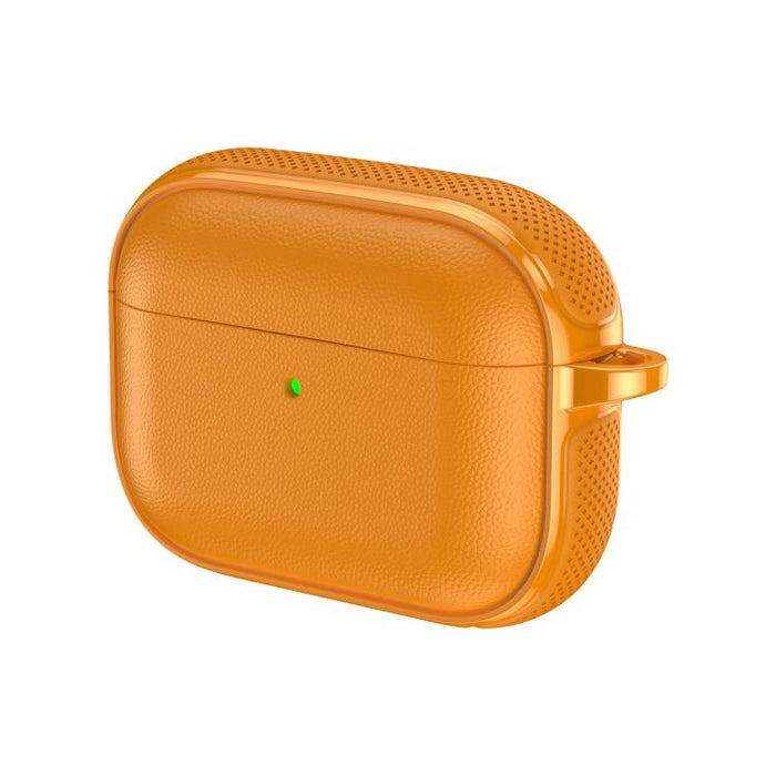 Funda protectora para auriculares con diseño dividido y textura de cuero vegano, con gancho metálico., For AirPods Pro 3, For AirPods Pro 2 / AirPods Pro