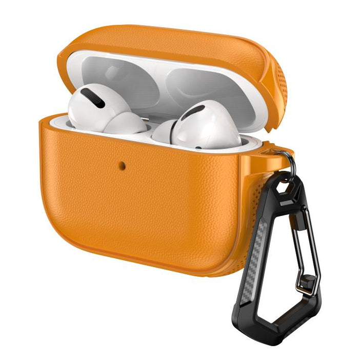 Funda protectora para auriculares con diseño dividido y textura de cuero vegano, con gancho metálico., For AirPods Pro 3, For AirPods Pro 2 / AirPods Pro
