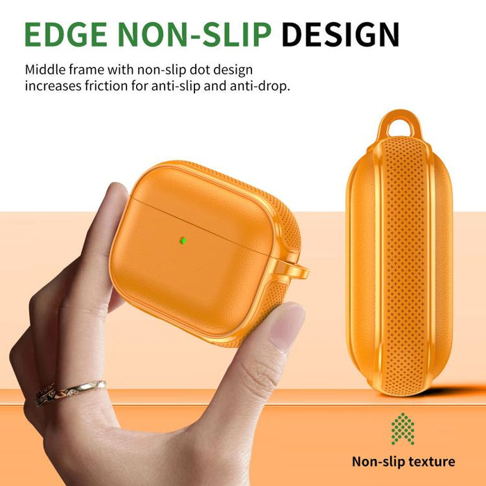 Funda protectora para auriculares con diseño dividido y textura de cuero vegano, con gancho metálico., For AirPods Pro 3, For AirPods Pro 2 / AirPods Pro