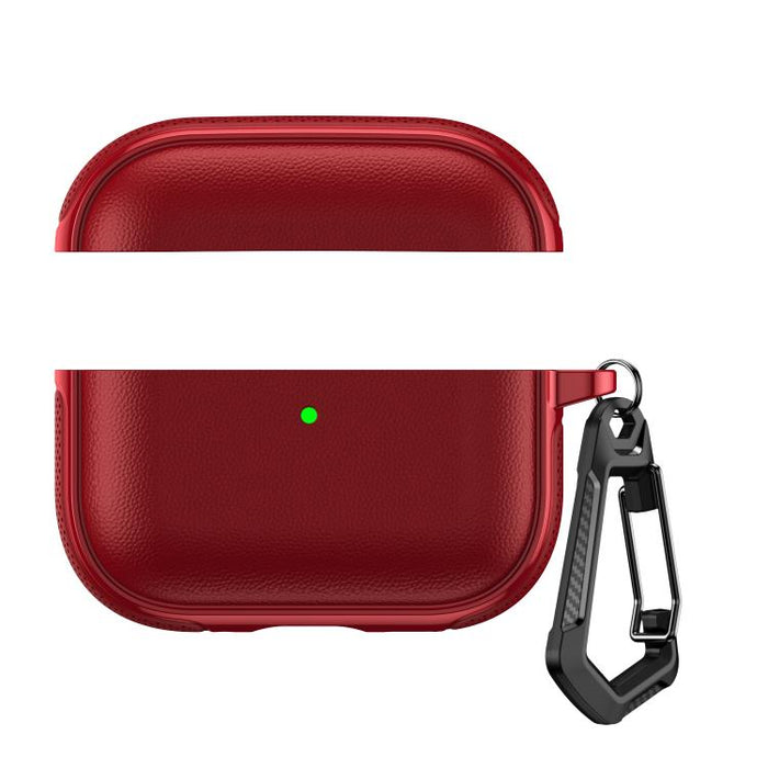 Funda protectora para auriculares con diseño dividido y textura de cuero vegano, con gancho metálico., For AirPods Pro 3, For AirPods Pro 2 / AirPods Pro