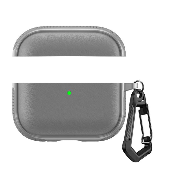 Funda protectora para auriculares con diseño dividido y textura de cuero vegano, con gancho metálico., For AirPods Pro 3, For AirPods Pro 2 / AirPods Pro