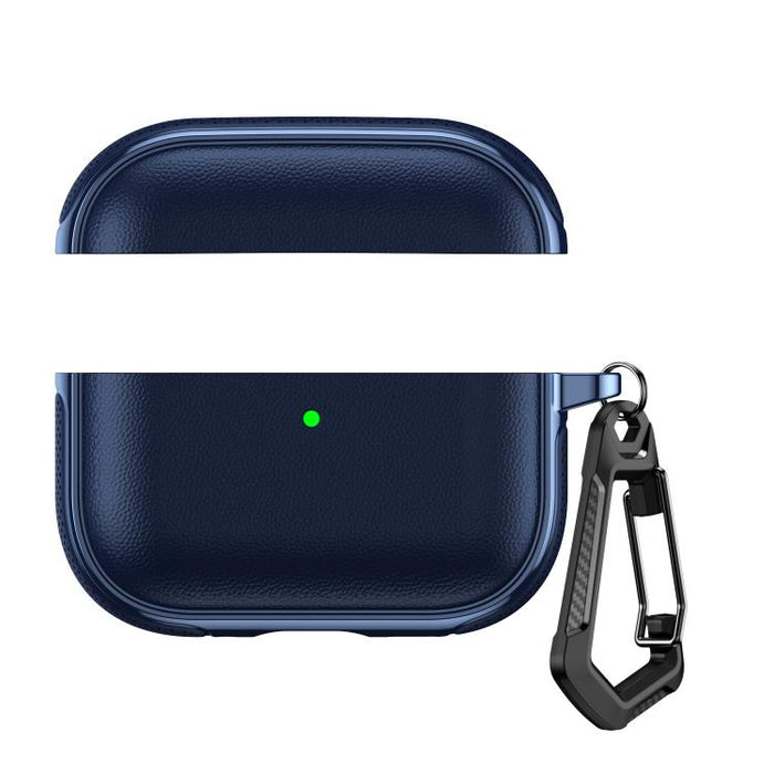 Funda protectora para auriculares con diseño dividido y textura de cuero vegano, con gancho metálico., For AirPods Pro 3, For AirPods Pro 2 / AirPods Pro