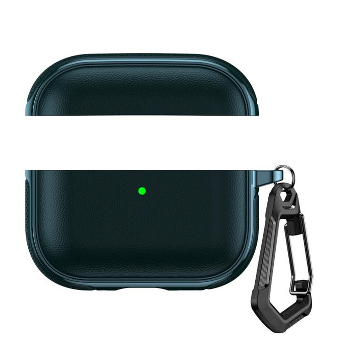Funda protectora para auriculares con diseño dividido y textura de cuero vegano, con gancho metálico., For AirPods Pro 3, For AirPods Pro 2 / AirPods Pro