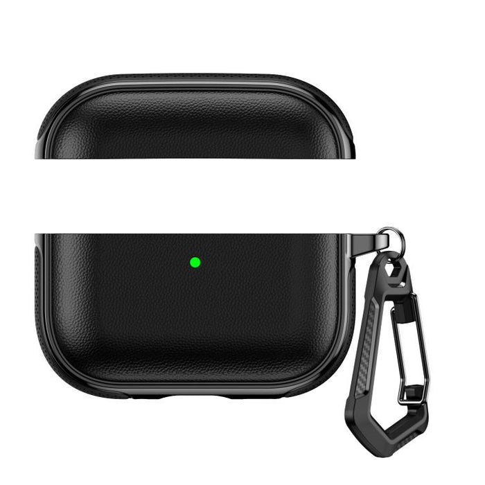 Funda protectora para auriculares con diseño dividido y textura de cuero vegano, con gancho metálico., For AirPods Pro 3, For AirPods Pro 2 / AirPods Pro