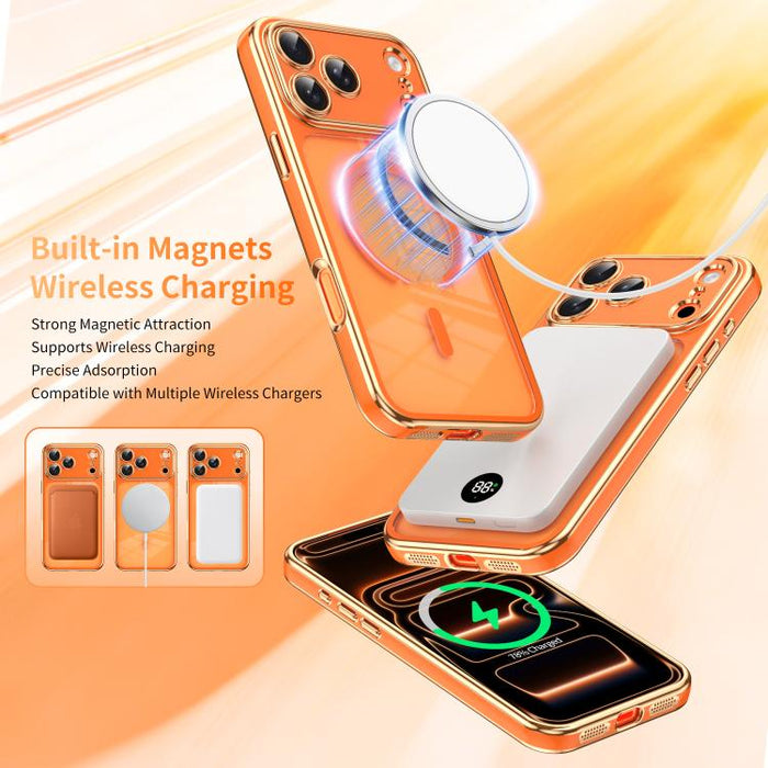 Funda magnética a prueba de golpes para teléfono, fabricada en TPU bicolor con revestimiento electrochapado y lente desmontable., For iPhone 17 Pro Max, For iPhone 17 Pro