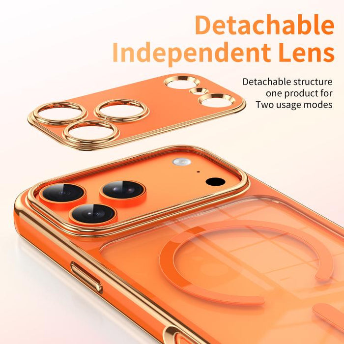 Funda magnética a prueba de golpes para teléfono, fabricada en TPU bicolor con revestimiento electrochapado y lente desmontable., For iPhone 17 Pro Max, For iPhone 17 Pro