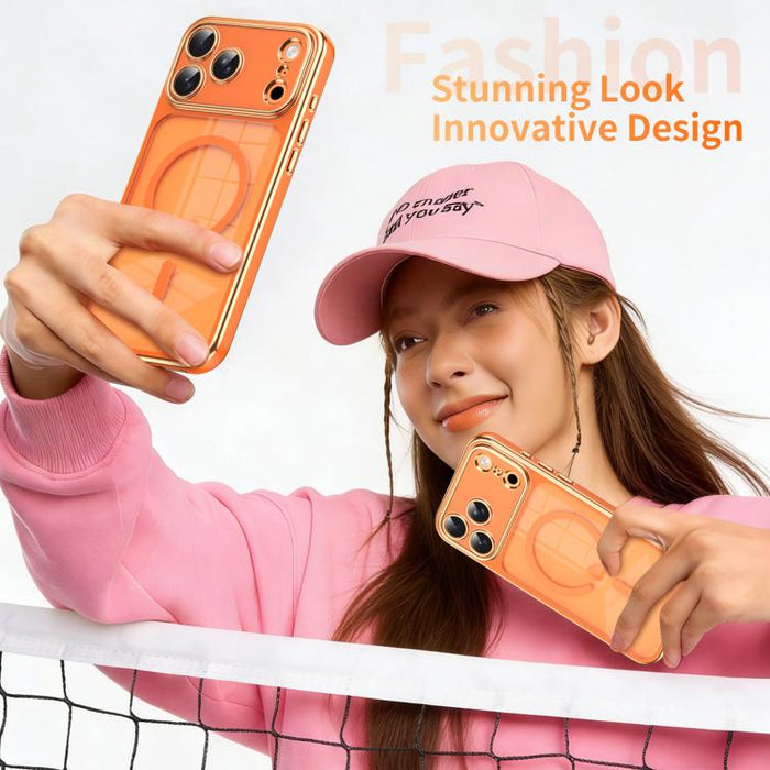 Funda magnética a prueba de golpes para teléfono, fabricada en TPU bicolor con revestimiento electrochapado y lente desmontable., For iPhone 17 Pro Max, For iPhone 17 Pro
