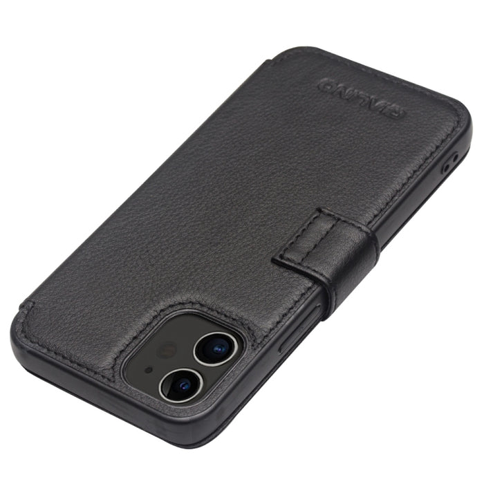 QIALINO Estuche de cuero con tapa horizontal magnética comercial con ranuras para tarjetas y billetera