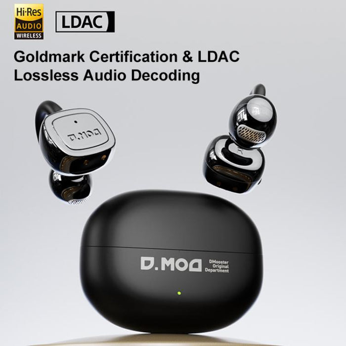 Auriculares inalámbricos Bluetooth D MOOSTER D68 con clip y parte trasera abierta