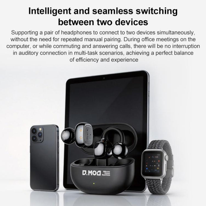 Auriculares inalámbricos Bluetooth D MOOSTER D68 con clip y parte trasera abierta