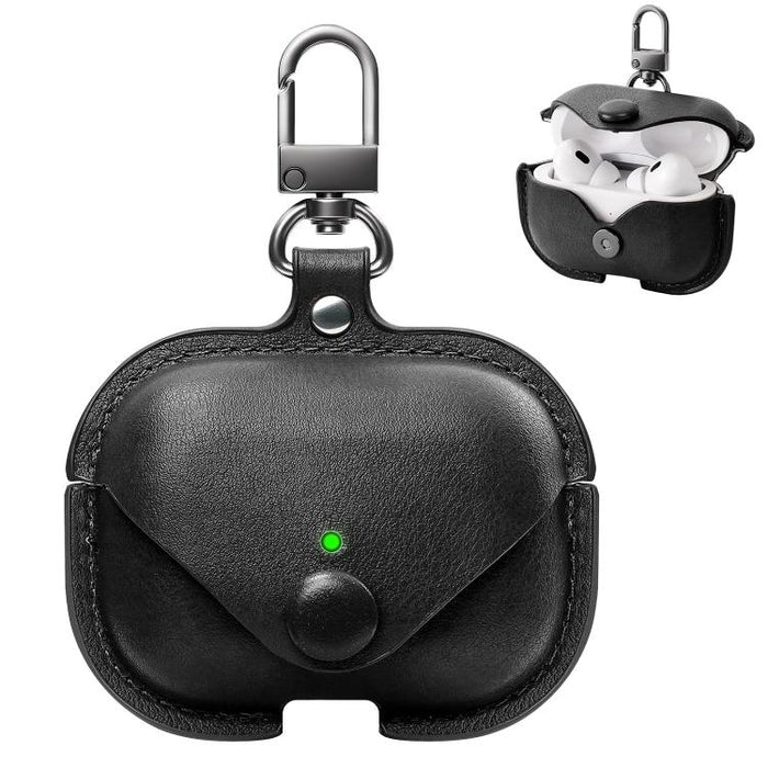 Funda protectora de cuero para auriculares XDcase Business con gancho, For AirPods Pro 3, For AirPods 4, For AirPods Pro 2 / 1