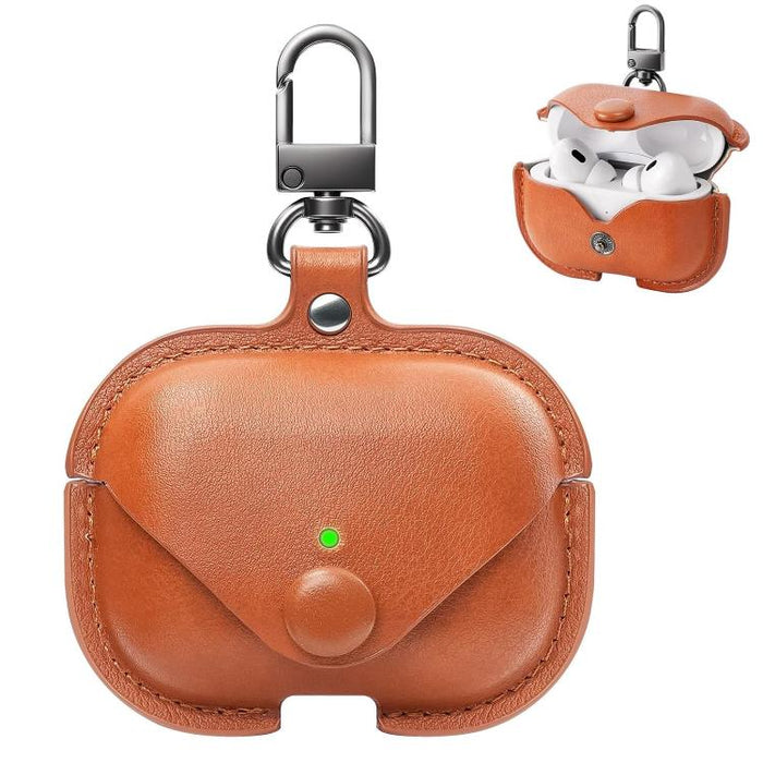 Funda protectora de cuero para auriculares XDcase Business con gancho, For AirPods Pro 3, For AirPods 4, For AirPods Pro 2 / 1